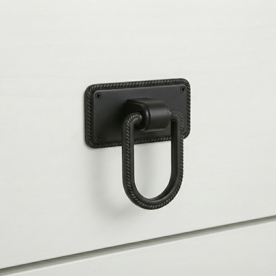 Oval Ribbed European Knob in Matte Black – zinc knob