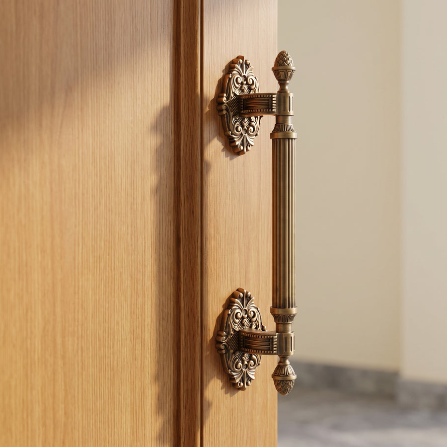 Regalio Solid Brass Pull Handle in Antique, 20-inch, fitted on a main door