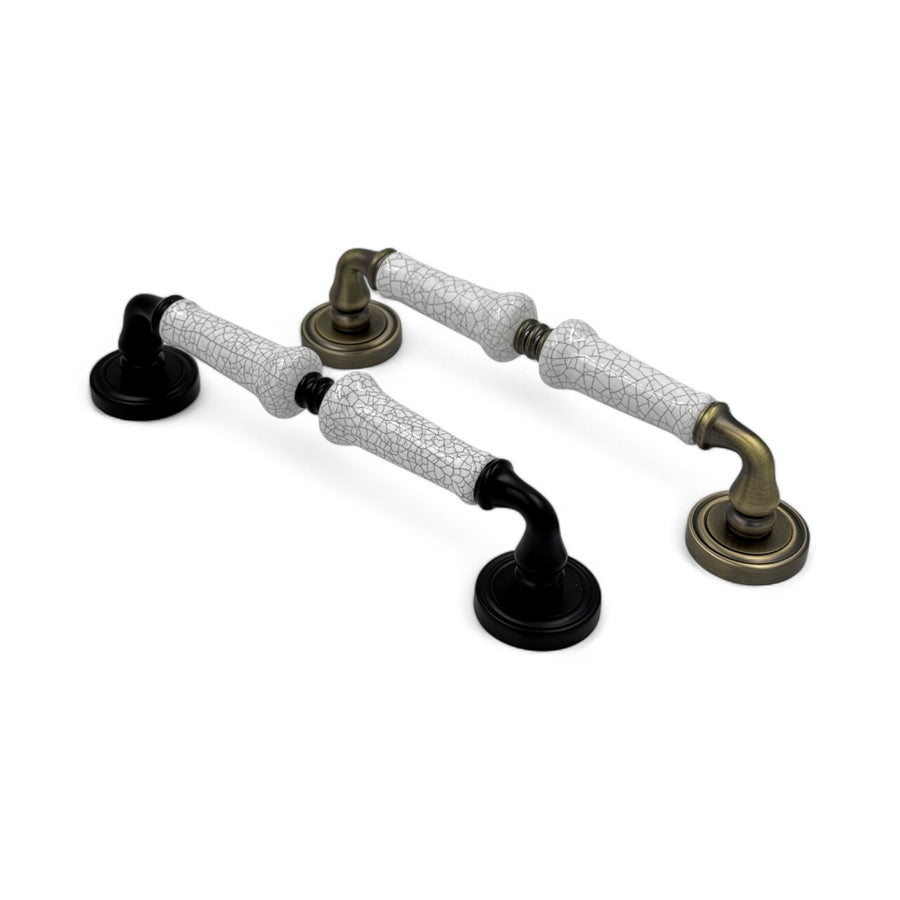 Nocturne Plate Lever Mortise Set – ceramic pull handle, view 3