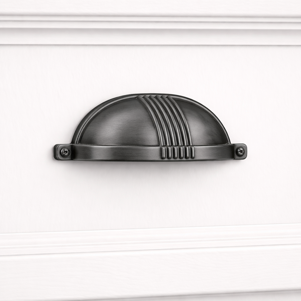 Plinth Ribbed Cup Pull – Zinc cup handle