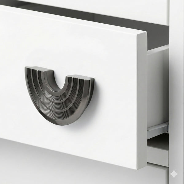 Semi-Circle Solid Brass Pull in Matte Black