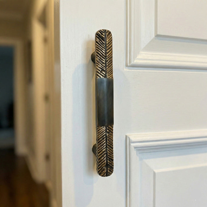 Stem Organic Brass Door Handle in PVD Gold